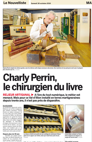 Le Nouvelliste, Charly Perrin le chirurgien du livre